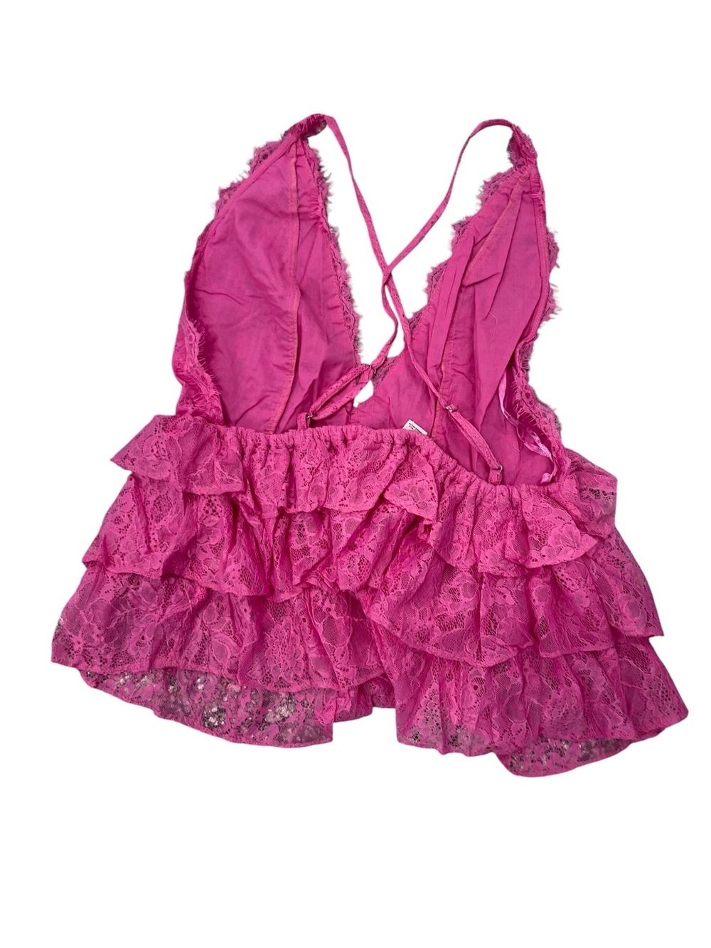 KIMCHI BLUE Lace Top Womens Large Pink Sleeveless Criss Cross NWT - Picture 2 of 5
